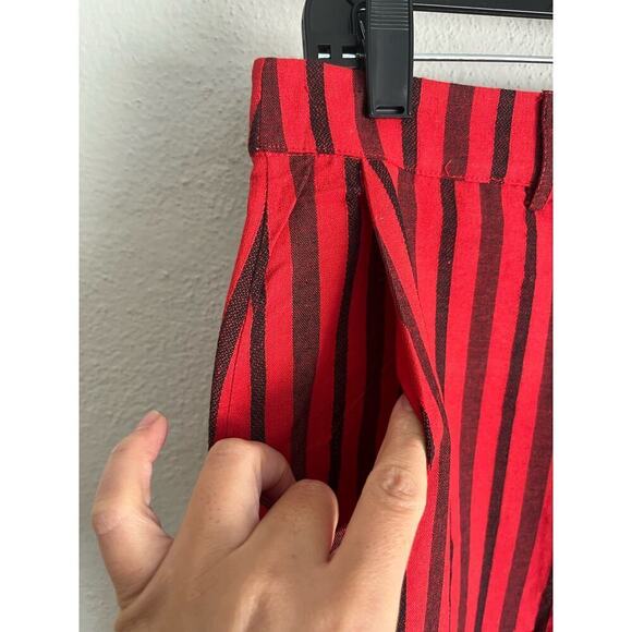 Anthropologie English Factory Woman Red Striped Cotton Pants, Size XS - Picture 5 of 7